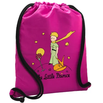 The Little prince classic, Backpack pouch GYMBAG Fuchsia, with pocket (40x48cm) & thick cords