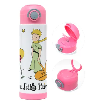 Ο μικρός πρίγκιπας classic, Παιδικό παγούρι θερμό, ανοξείδωτο, με καλαμάκι ασφαλείας, ΡΟΖ (500ml)