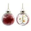 Στολίδι Χριστουγεννιάτικη μπάλα δένδρου διάφανη με κόκκινο γέμισμα 8cm