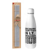 Easter Set, metallic stainless thermos bottle (500ml) & scented flat Easter candle (30cm) (GRAY)