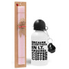 Easter Set, metallic aluminum bottle (500ml) & aromatic flat Easter candle (30cm) (PINK)