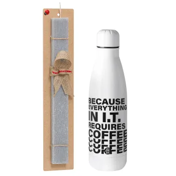 Because everything in I.T. requires coffee, Easter Set, metallic stainless thermos bottle (500ml) & scented flat Easter candle (30cm) (GRAY)