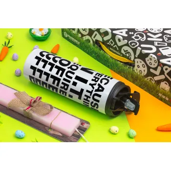 Because everything in I.T. requires coffee, Πασχαλινή Λαμπάδα με Travel Tumbler θερμό με διπλό καπάκι (600ml, BPA free) & κερί αρωματικό πλακέ (30cm) (ΡΟΖ)