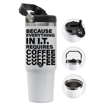 Because everything in I.T. requires coffee, Θερμός Ανοξείδωτο 30oz με χερούλι