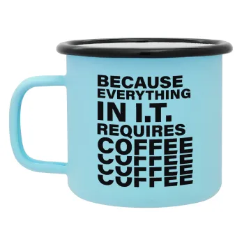 Because everything in I.T. requires coffee, Κούπα Μεταλλική εμαγιέ ΜΑΤ σιέλ 360ml