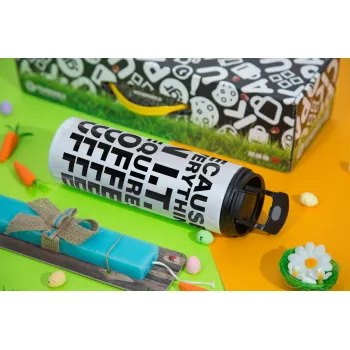 Because everything in I.T. requires coffee, Πασχαλινή Λαμπάδα με Travel Tumbler θερμό με διπλό καπάκι (600ml, BPA free) & κερί αρωματικό πλακέ (30cm) (ΤΙΡΚΟΥΑΖ)