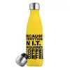 Yellow Stainless Steel Metallic Thermos, double-walled, 500ml
