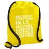Backpack pouch GYMBAG Yellow, with pocket (40x48cm) & thick cords