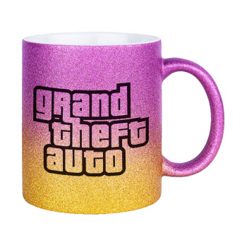 GTA (grand theft auto), Κούπα Χρυσή/Ροζ Glitter, κεραμική, 330ml