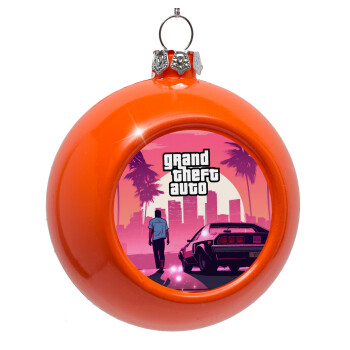 GTA (grand theft auto), Orange Christmas tree ornament bauble 8cm