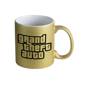 GTA (grand theft auto), Κούπα Χρυσή Glitter που γυαλίζει, κεραμική, 330ml