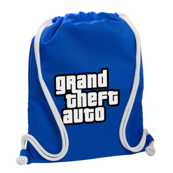 GTA (grand theft auto), Τσάντα πλάτης πουγκί GYMBAG Μπλε, με τσέπη (40x48cm) & χονδρά κορδόνια