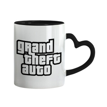 GTA (grand theft auto), Κούπα καρδιά χερούλι μαύρη, κεραμική, 330ml