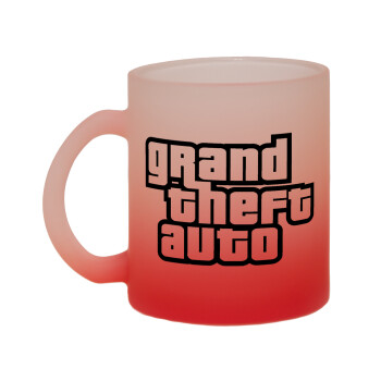 GTA (grand theft auto), Κούπα γυάλινη δίχρωμη με βάση το κόκκινο ματ, 330ml