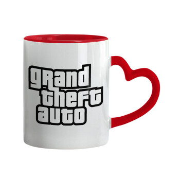 GTA (grand theft auto), Mug heart red handle, ceramic, 330ml