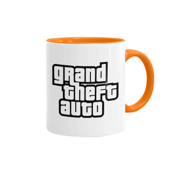 GTA (grand theft auto), Mug colored orange, ceramic, 330ml