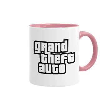 GTA (grand theft auto), Mug colored pink, ceramic, 330ml