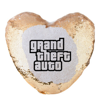 GTA (grand theft auto), Μαξιλάρι καναπέ καρδιά Μαγικό Χρυσό με πούλιες 40x40cm περιέχεται το  γέμισμα