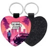 Μπρελόκ PU δερμάτινο glitter καρδιά ΜΑΥΡΟ