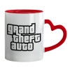 Mug heart red handle, ceramic, 330ml