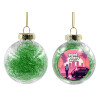Transparent Christmas tree ball ornament with green filling 8cm