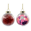 Transparent Christmas tree ball ornament with red filling 8cm