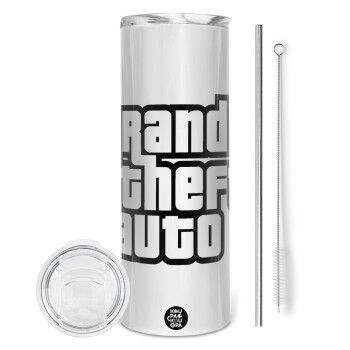 GTA (grand theft auto), Eco friendly stainless steel tumbler 600ml, with metal straw & cleaning brush