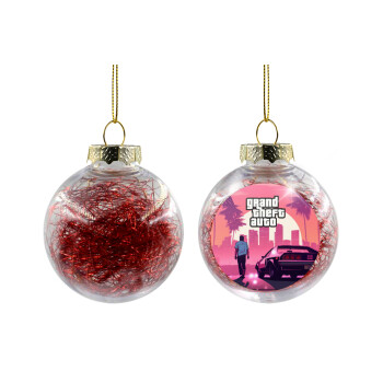 GTA (grand theft auto), Transparent Christmas tree ball ornament with red filling 8cm