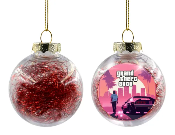 GTA (grand theft auto) — Transparent Christmas tree ball ornament with red filling 8cm