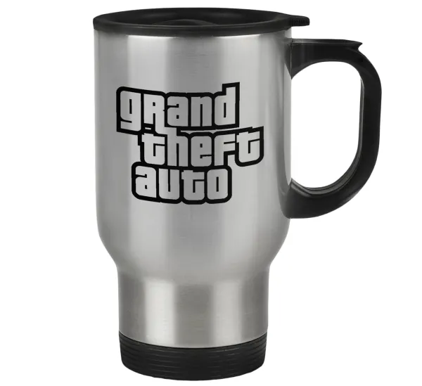 GTA (grand theft auto) — Stainless steel travel mug with lid, double wall 450ml