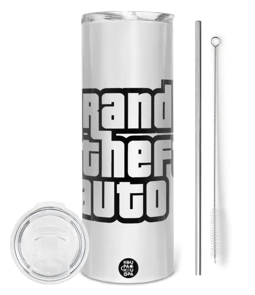 GTA (grand theft auto) — Tumbler stainless steel 600ml, with metal straw & cleaning brush