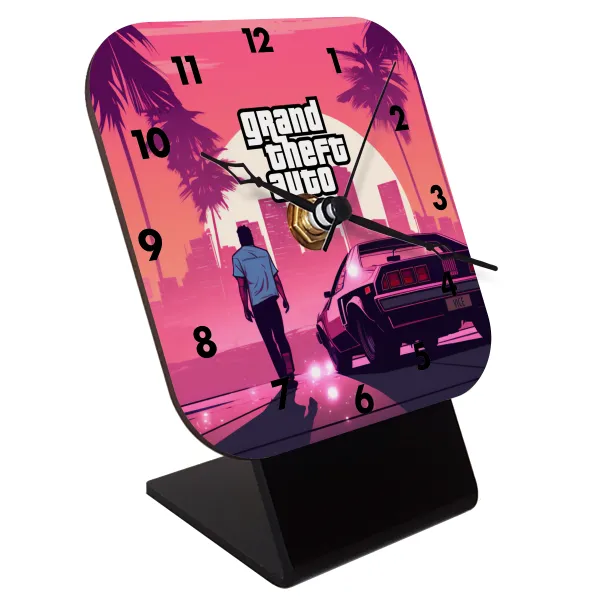 GTA (grand theft auto) — Quartz Wooden table clock with hands (10cm)