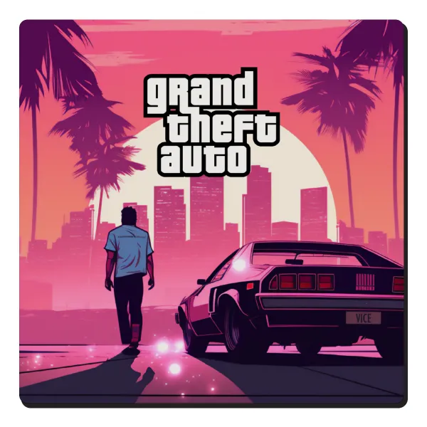 GTA (grand theft auto) — Τετράγωνο μαγνητάκι ξύλινο 6x6cm