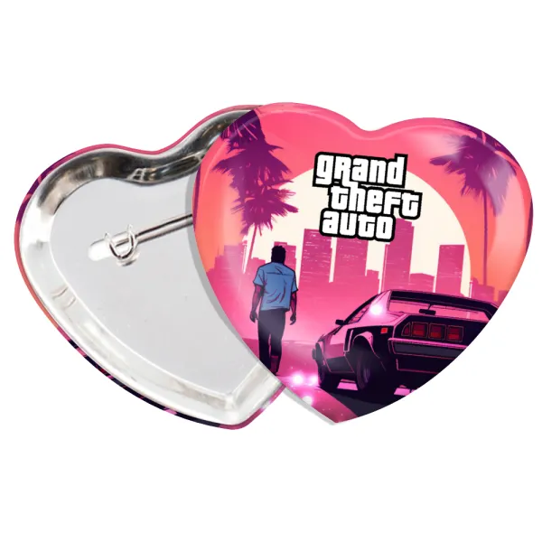 GTA (grand theft auto) — Heart pin badge (57x52mm)