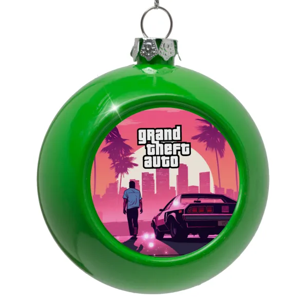 GTA (grand theft auto) — Green Christmas tree ornament bauble 8cm
