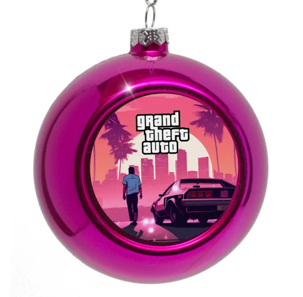 GTA (grand theft auto) — Purple Christmas tree ornament bauble 8cm