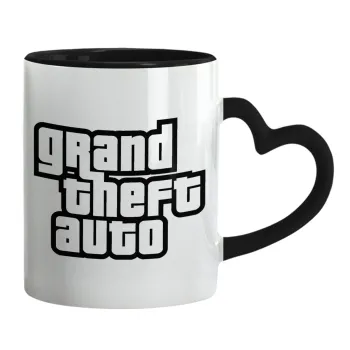 GTA (grand theft auto), Mug heart black handle, ceramic, 330ml