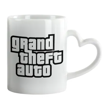 GTA (grand theft auto), Mug heart handle, ceramic, 330ml