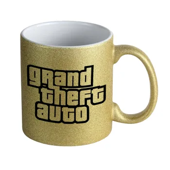 GTA (grand theft auto), Κούπα Χρυσή Glitter που γυαλίζει, κεραμική, 330ml