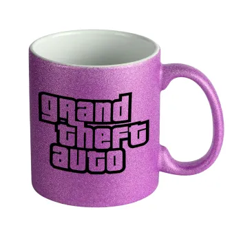 GTA (grand theft auto), Κούπα Μωβ Glitter που γυαλίζει, κεραμική, 330ml