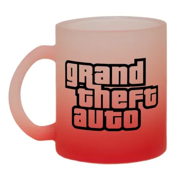 GTA (grand theft auto), Κούπα γυάλινη δίχρωμη με βάση το κόκκινο ματ, 330ml