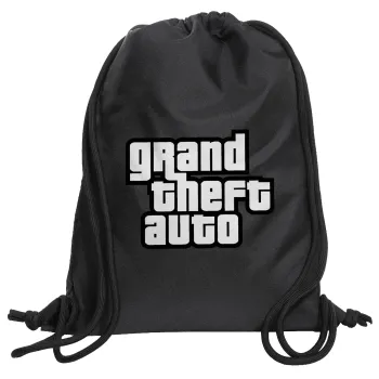 GTA (grand theft auto), Backpack pouch GYMBAG Black, with pocket (40x48cm) & thick cords