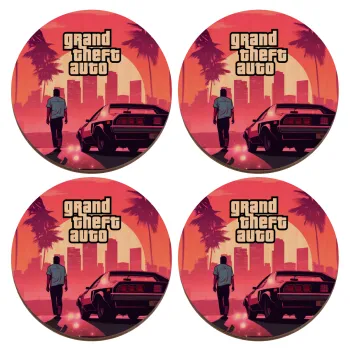 GTA (grand theft auto), ΣΕΤ x4 Σουβέρ ξύλινα στρογγυλά plywood (9cm)