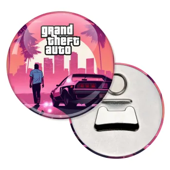 GTA (grand theft auto), Μαγνητάκι και ανοιχτήρι μπύρας στρογγυλό διάστασης 5,9cm