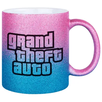 GTA (grand theft auto), Κούπα Χρυσή/Μπλε Glitter, κεραμική, 330ml