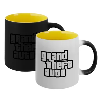GTA (grand theft auto), Κούπα Μαγική εσωτερικό κίτρινη, κεραμική 330ml που αλλάζει χρώμα με το ζεστό ρόφημα