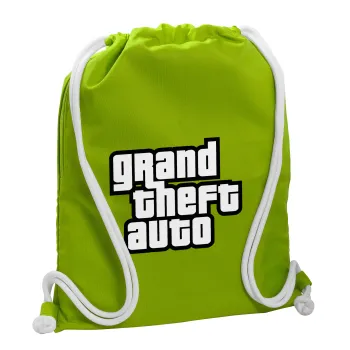 GTA (grand theft auto), Backpack bag GYMBAG LIME GREEN, with pocket (40x48cm) & thick cords