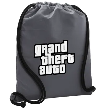 GTA (grand theft auto), Τσάντα πλάτης πουγκί GYMBAG ΓΚΡΙ, με τσέπη (40x48cm) & χονδρά κορδόνια