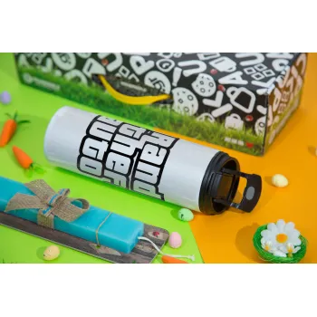 GTA (grand theft auto), Easter candle,Travel Tumbler 2 Lids, with metal straw & cleaning brush & aromatic flat candle (30cm) (BLUE)