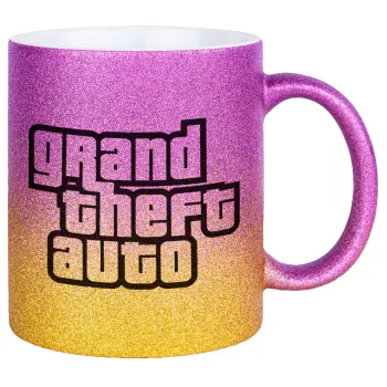 GTA (grand theft auto), Κούπα Χρυσή/Ροζ Glitter, κεραμική, 330ml